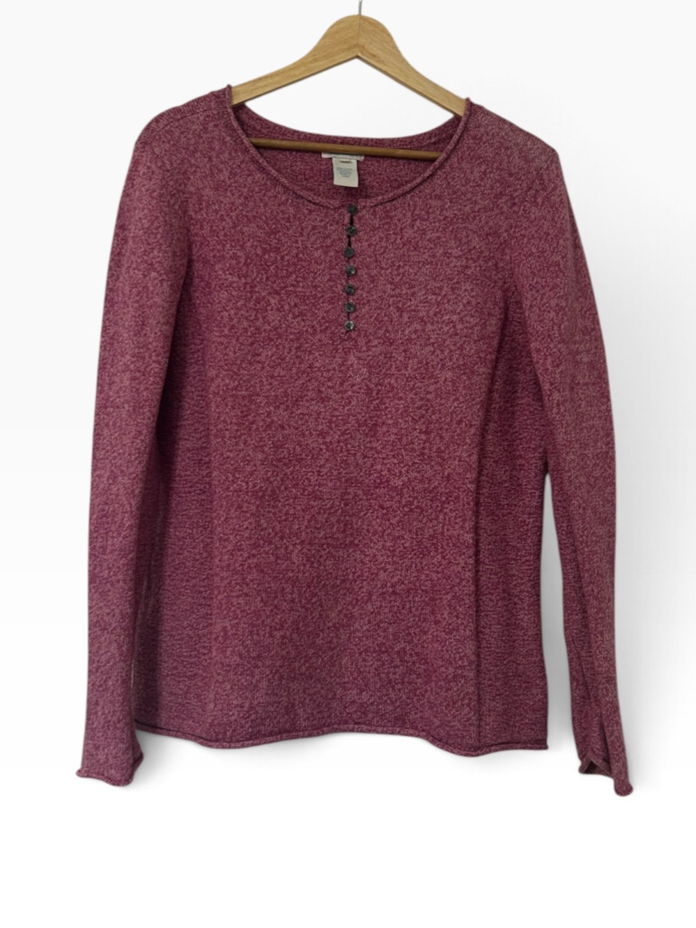 Sundance Homestead Henley Sweater Cotton Silk Size Large Heathered Pink